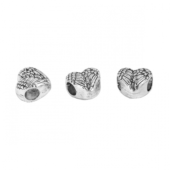 Picture of Zinc Based Alloy Spacer Beads Heart Antique Silver 12mm x 11mm, Hole: Approx 4.4mm, 20 PCs