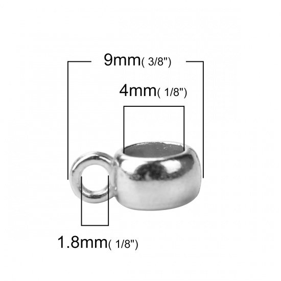 Picture of Zinc Based Alloy Bail Beads Round Silver Tone 9mm x 6mm, 200 PCs