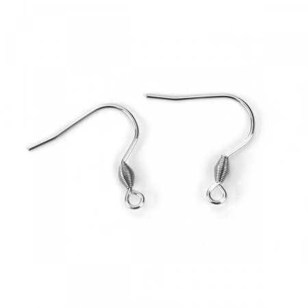 Image de Boucles d'Oreilles Crochets en Acier Inoxydable Argent Mat avec Boucle 21mm x 21mm, Taille de Fil: (20 gauge), 30 Pcs
