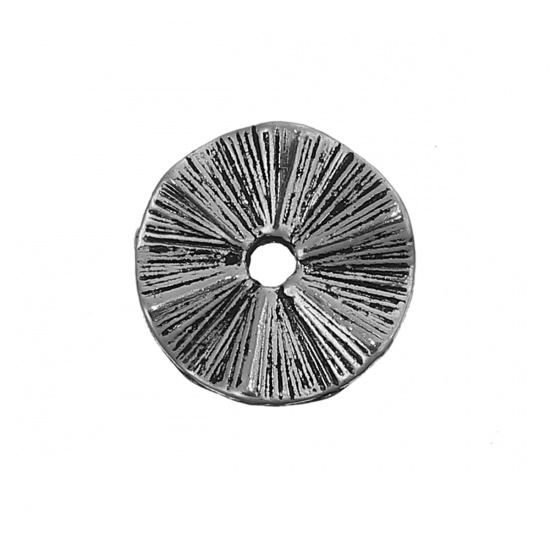 Picture of Zinc Based Alloy Wavy Spacer Beads Antique Silver About 14mm Dia, Hole: Approx 2.1mm, 100 PCs