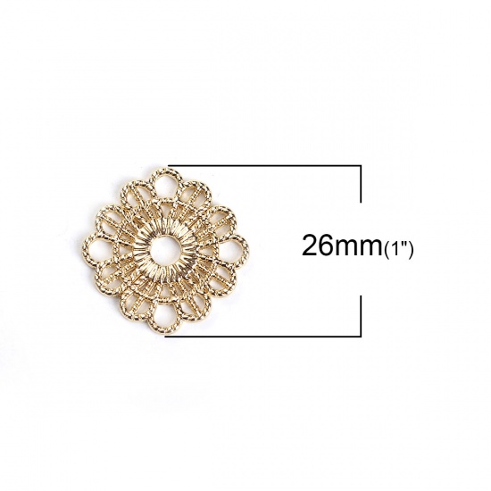 Picture of Zinc Based Alloy Connectors Flower Gold Plated 26mm x 26mm, 10 PCs