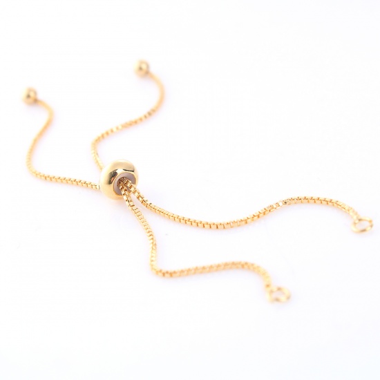 Picture of Brass Slider/Slide Extender Chain For Jewelry Necklace Bracelet Gold Plated Round Adjustable 11cm(4 3/8") long, 3 PCs                                                                                                                                         