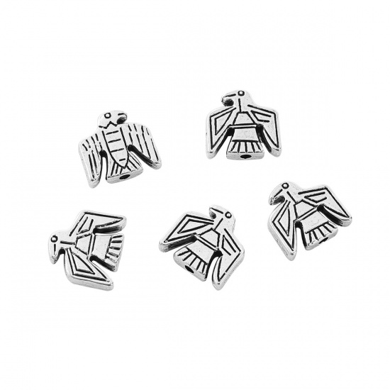 Picture of Zinc Based Alloy Spacer Beads Eagle Antique Silver Color 12mm x 12mm, Hole: Approx 1.6mm, 50 PCs