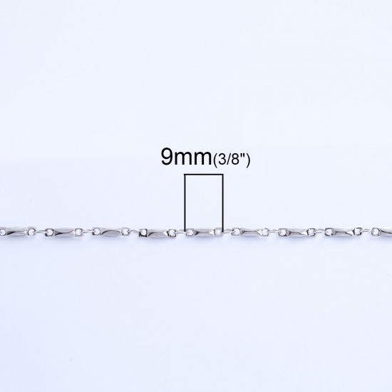 Immagine di 304 Acciaio Inossidabile Catena di Altri Stili Collana Rettangolo Tono Argento 45cm Lunghezza, Dimensione della Catena 9x2mm, 1 Pz