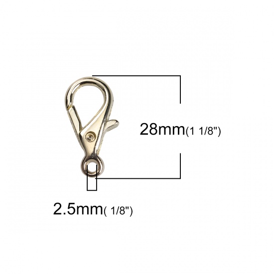 Bild von Zinklegierung Karabinerverschluss Vergoldet 28mm x 15mm, 15 Stück