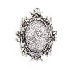 Picture of Zinc Based Alloy Pendants Oval Antique Silver Branch Cabochon Settings (Fits 25mmx18mm) 41mm x 31mm, 10 PCs