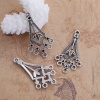 Picture of Zinc Based Alloy Chandelier Connectors Leaf Clover Antique Silver Drop (Can Hold ss9 ss10 Pointed Back Rhinestone) 39mm x 22mm, 20 PCs