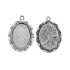 Picture of Zinc Based Alloy Pendants Oval Antique Silver Cabochon Settings (Fits 28mm x 20mm) 42mm x 29mm, 10 PCs