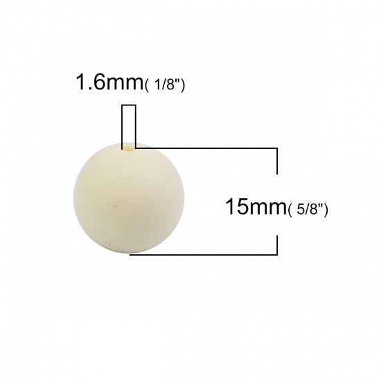 Picture of Silicone Chewable/ Teething Spacer Beads Round Beige About 15mm Dia, Hole: Approx 1.6mm, 10 PCs