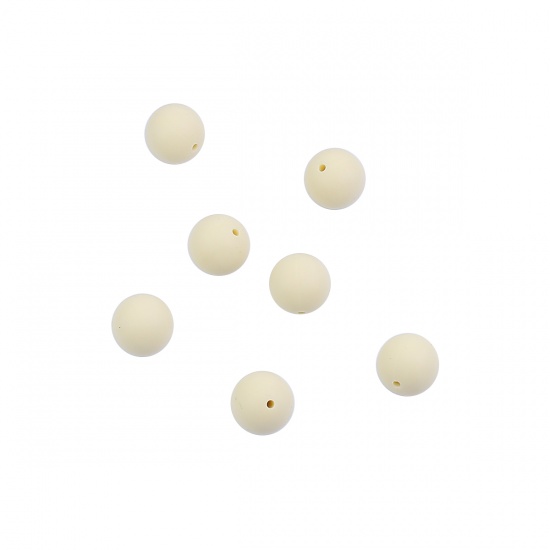 Picture of Silicone Chewable/ Teething Spacer Beads Round Beige About 15mm Dia, Hole: Approx 1.6mm, 10 PCs