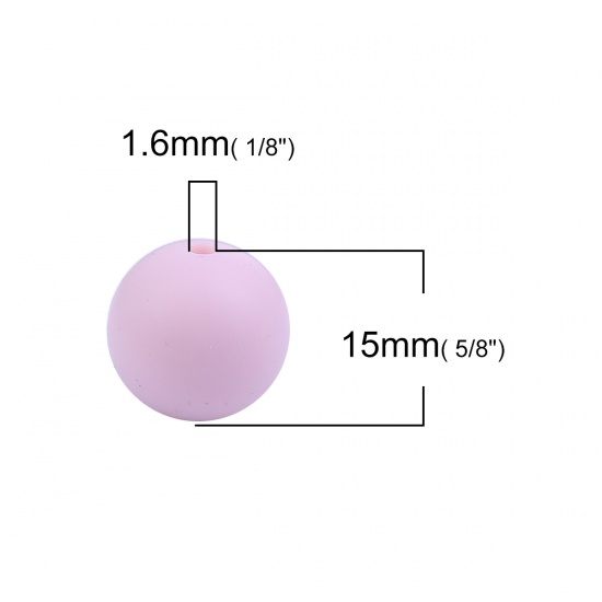 Picture of Silicone Chewable/ Teething Spacer Beads Round Pink About 15mm Dia, Hole: Approx 1.6mm, 10 PCs