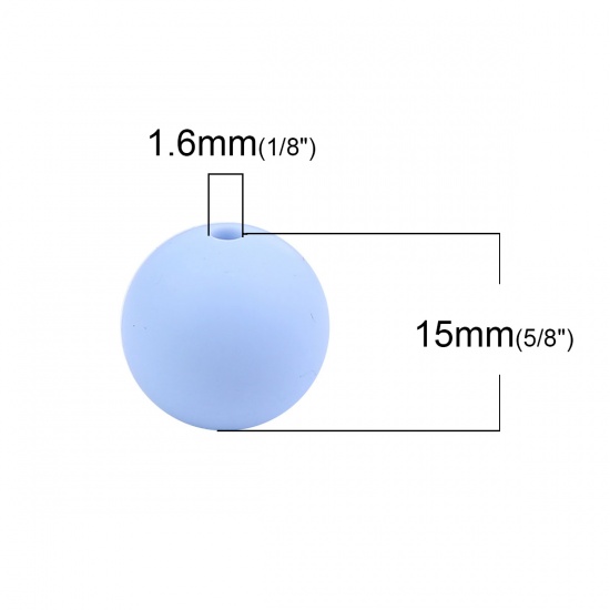 Picture of Silicone Chewable/ Teething Spacer Beads Round Blue About 15mm Dia, Hole: Approx 1.6mm, 10 PCs