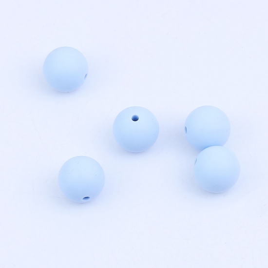 Picture of Silicone Chewable/ Teething Spacer Beads Round Blue About 15mm Dia, Hole: Approx 1.6mm, 10 PCs