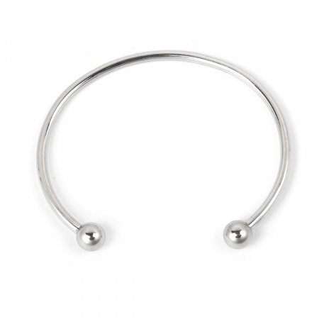 304 Stainless Steel Open Cuff Bangles Bracelets Silver Tone Round 17cm(6 6/8") long, 1 Piece