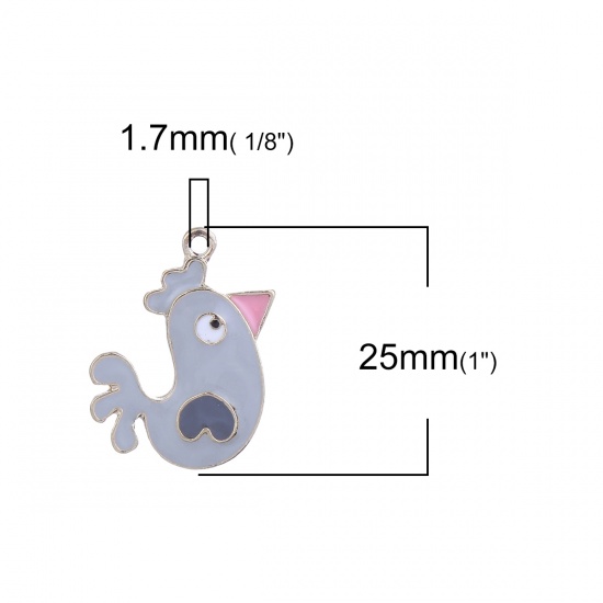 Picture of Zinc Based Alloy Fairy Tale Collection Charms Chicken Gold Plated Gray Enamel 25mm(1") x 19mm( 6/8"), 5 PCs