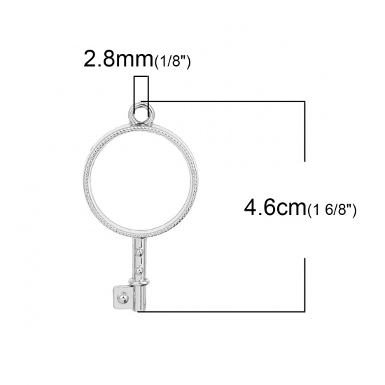 Picture of Zinc Based Alloy Fairy Tale Collection Open Back Bezel Pendants For Resin Key Silver Plated Circle Ring 46mm(1 6/8") x 25mm(1"), 10 PCs