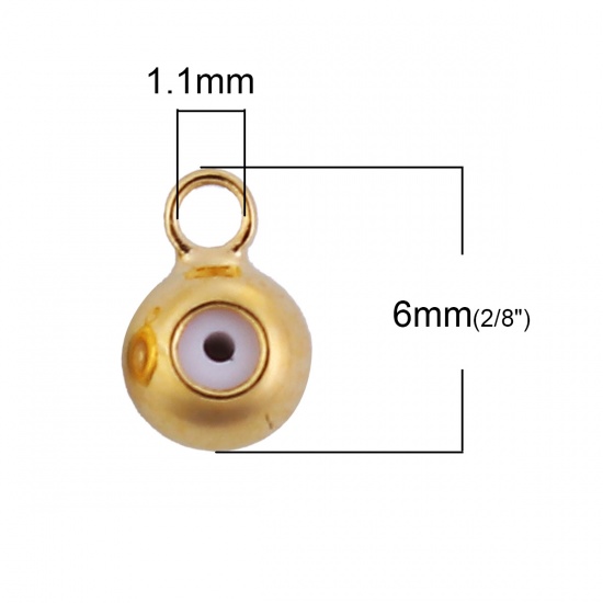 Picture of Brass Slider Clasp Beads Round Gold Plated With Adjustable Silicone Core W/ Loop 6mm( 2/8") x 4mm( 1/8"), Hole: 1.1mm, 20 PCs                                                                                                                                 