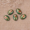Immagine di Resina Pittura Giapponese Vintage Tensha Dome Seals Cabochon Ovale Verde Rosa 14mm x 10mm, 10 Pz