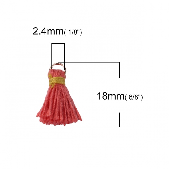 Picture of Cotton W/ Jump Ring Tassel Gold Plated Orange Pink 18mm( 6/8"), 20 PCs