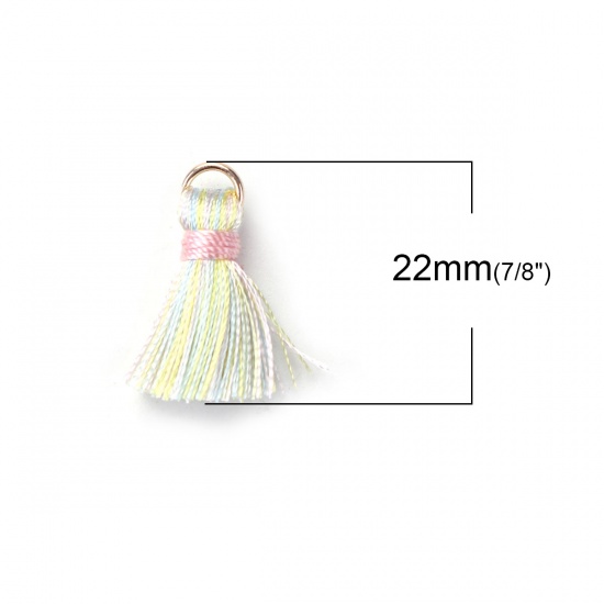 Picture of Polyester W/ Jump Ring Tassel Gold Plated Multicolor 22mm( 7/8"), 10 PCs
