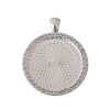 Picture of Zinc Based Alloy Pendants Round Silver Plated Cabochon Settings (Fits 29mm Dia.) Clear Rhinestone 45mm x 36mm, 5 PCs