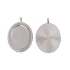 Picture of Zinc Based Alloy Pendants Oval Silver Tone Cabochon Settings (Fits 38mmx29mm) 60mm x 42mm, 3 PCs