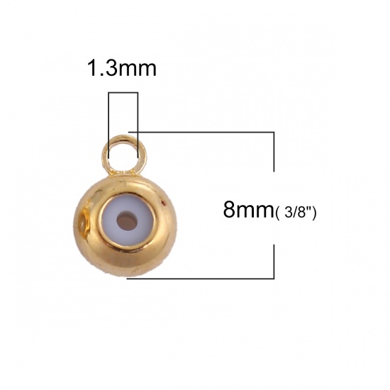 Immagine di Ottone Perle Fermaglio Scorrevole con Anelle Tondo Oro Placcato 8mm x 6mm, Foro: 1.3mm, 10 Pz                                                                                                                                                                 