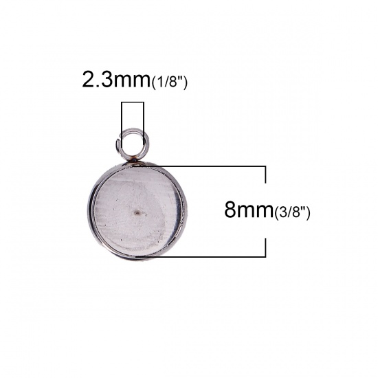 Bild von 304 Edelstahl Ohrring Ohrstecker Rund Silberfarbe Cabochon Fassung (für 8mm D.) Mit Öse 14mm x 10mm, Drahtstärke: (21 gauge), 20 Stück”
