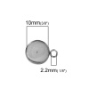Image de 304 Boucles d'Oreilles Puces en Acier Inoxydable Rond Argent Mat avec Boucle (Cabochon Rapportable 10mm Dia.) 16mm x 12mm, Taille de Fil: (21 gauge), 20 Pcs”