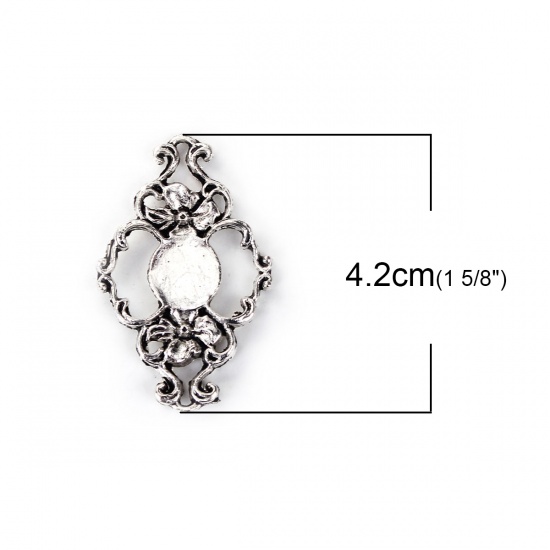 Immagine di Lega di Zinco Cabochon per Abbellimento Vite Fiore Argento Antico 42mm x 27mm, 20 Pz