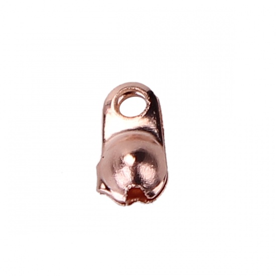 Immagine di Lega di Ferro Coprinodo con Gancio catena connettore chiusura Conchiglia Oro Rosa (Adatto Dimensione della catena: 2.4mm) 6mm x 5mm, 300 Pz
