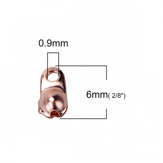 Immagine di Lega di Ferro Coprinodo con Gancio catena connettore chiusura Conchiglia Oro Rosa (Adatto Dimensione della catena: 2.4mm) 6mm x 5mm, 300 Pz