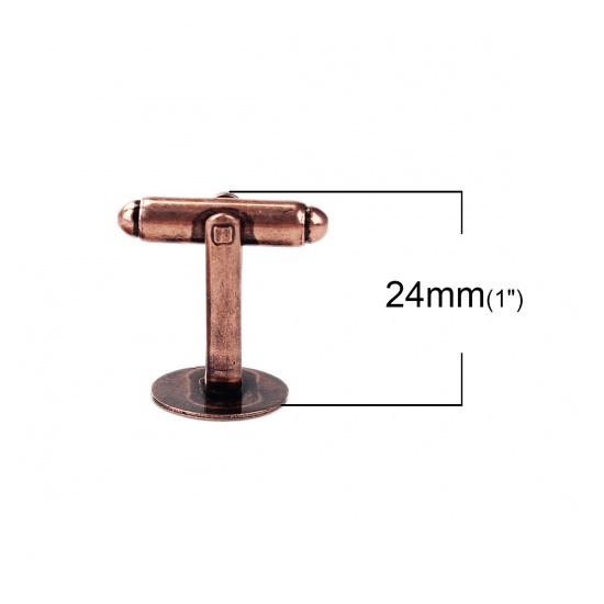 Picture of Brass Cuff Links Round Antique Copper Rotatable (Fits 12mm Dia.) 24mm(1") x 12mm( 4/8"), 10 PCs                                                                                                                                                               