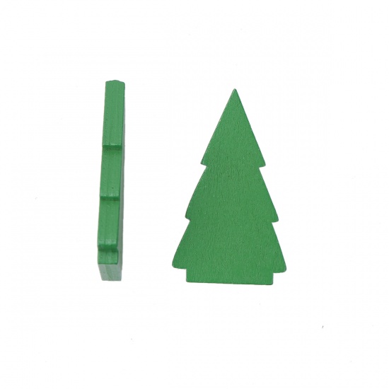 Immagine di Tre-Laminati Cabochon per Abbellimento Albero di Natale Verde 55mm x 32mm , 20 Pz