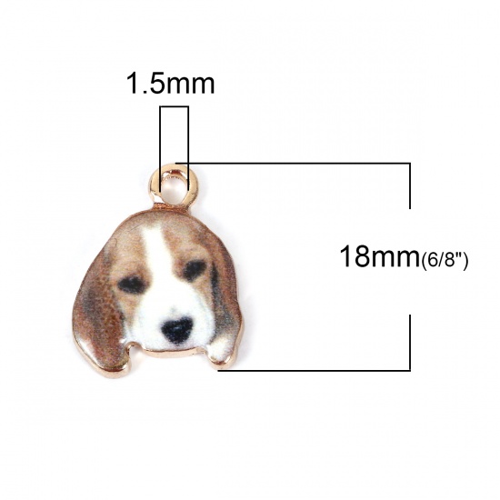 Picture of Zinc Based Alloy Charms Basset Hound Dog Gold Plated Khaki 18mm( 6/8") x 14mm( 4/8"), 10 PCs