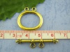 Picture of Zinc Based Alloy Toggle Clasps Oval Gold Tone Antique Gold 32mm x 7mm 21mm x 21mm, 20 Sets