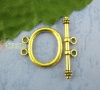 Picture of Zinc Based Alloy Toggle Clasps Oval Gold Tone Antique Gold 32mm x 7mm 21mm x 21mm, 20 Sets