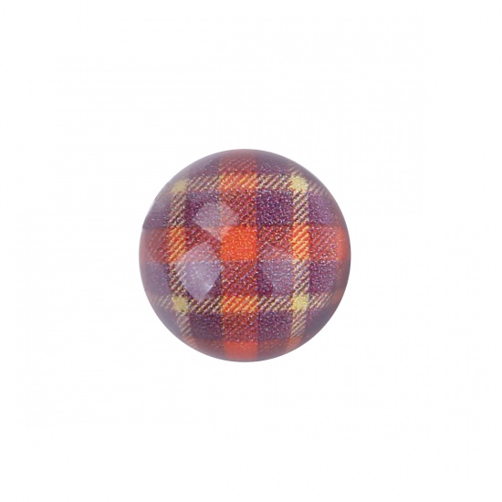 Picture of Resin Dome Seals Cabochon Round Multicolor Grid Checker Pattern Transparent 16mm( 5/8") Dia, 30 PCs