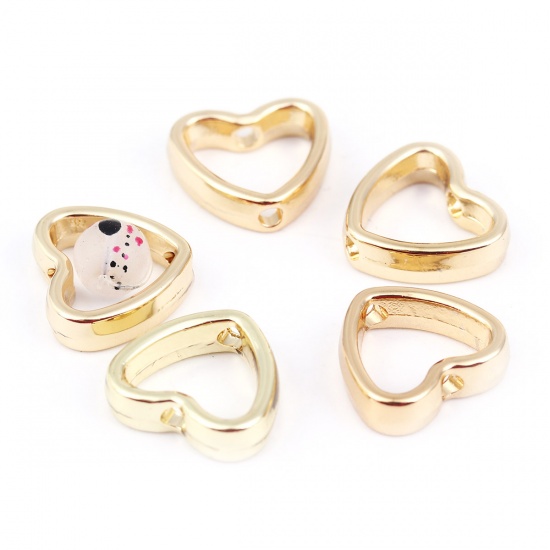 Picture of Zinc Based Alloy Beads Frames Heart Gold Plated (Fits 6mm Beads) 12mm x 11mm, 20 PCs