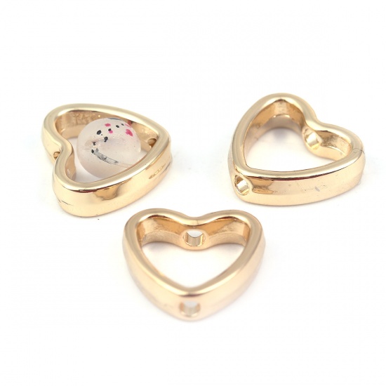 Picture of Zinc Based Alloy Beads Frames Heart Gold Plated (Fits 6mm Beads) 12mm x 11mm, 20 PCs