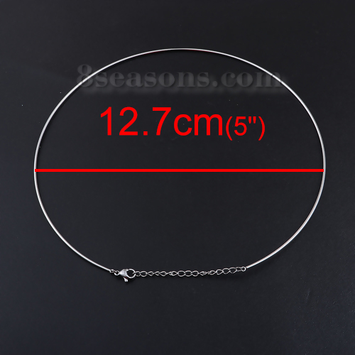Bild von 304 Edelstahl Choker Halskette Silberfarbe 40cm lang, 1 Strang