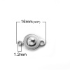 304ステンレス鋼 トグルクラスプ 円形 シルバートーン 16mm x 10mm、 5 セット の画像