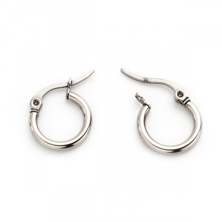 Immagine di 304 Acciaio Inossidabile orecchino cerchio Tondo Tono Argento 21mm x 14mm, Posta / Filo Dimensione: (21 misura), 10 Pz