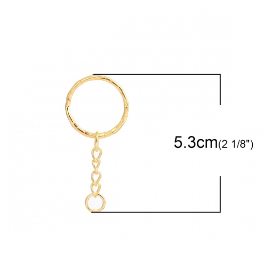 Picture of Iron Based Alloy Keychain & Keyring Gold Plated Circle Ring 53mm, 30 PCs