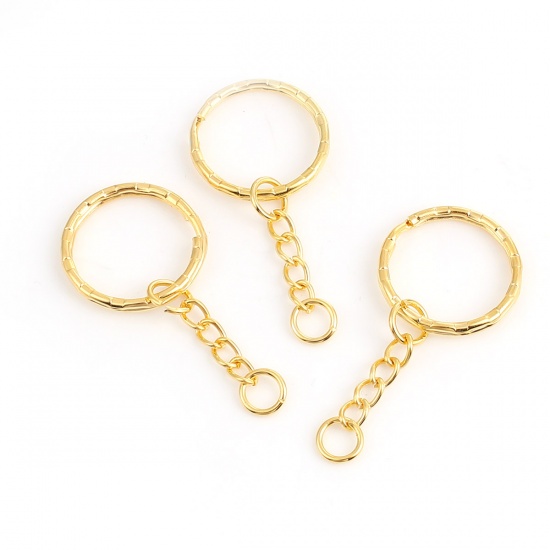 Picture of Iron Based Alloy Keychain & Keyring Gold Plated Circle Ring 53mm, 30 PCs