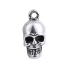 Picture of Zinc Based Alloy 3D Charms Skull Antique Silver Color 22mm( 7/8") x 10mm( 3/8"), 5 PCs