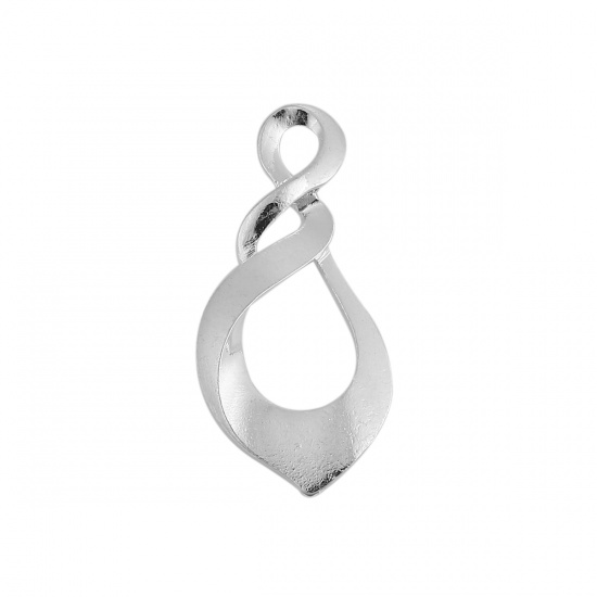 Picture of Zinc Based Alloy Pendants Twist Silver Plated Infinity Symbol 49mm(1 7/8") x 23mm( 7/8"), 5 PCs