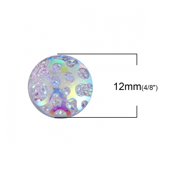 Picture of Resin Dome Seals Cabochon Round White AB Rainbow Color 12mm( 4/8") Dia, 50 PCs
