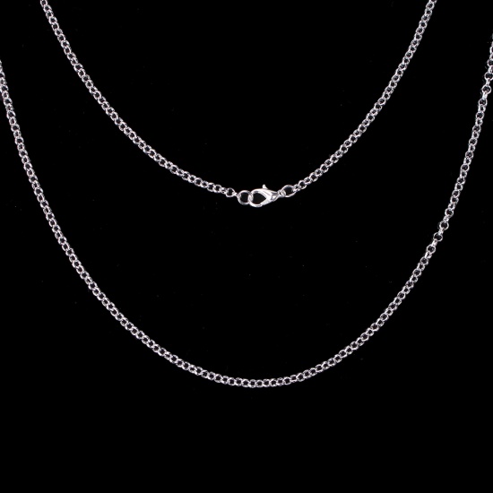 Picture of Iron Based Alloy Rolo Chain Necklace Silver Plated 81cm(31 7/8") long, Chain Size: 3.2mm( 1/8"), 1 Set ( 12 PCs/Set)