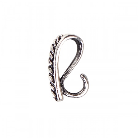 Brass Pendant Pinch Bails Clasps Braided Antique Silver Color 12mm( 4/8") x 5mm( 2/8"), 10 PCs